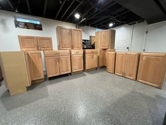 11 Modern kitchen cabinets (5 base, 6 wall) laundry, garage storage with drawers lazy Susan