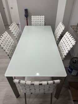 White Glass Dining Table
