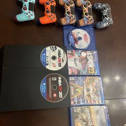PS4 Bundle – 5 Controllers + 6 Games – Cheap – Works Great