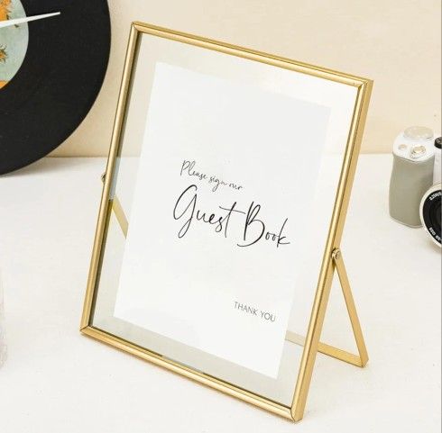 New Gold Floating Wedding Sign Frame 10in