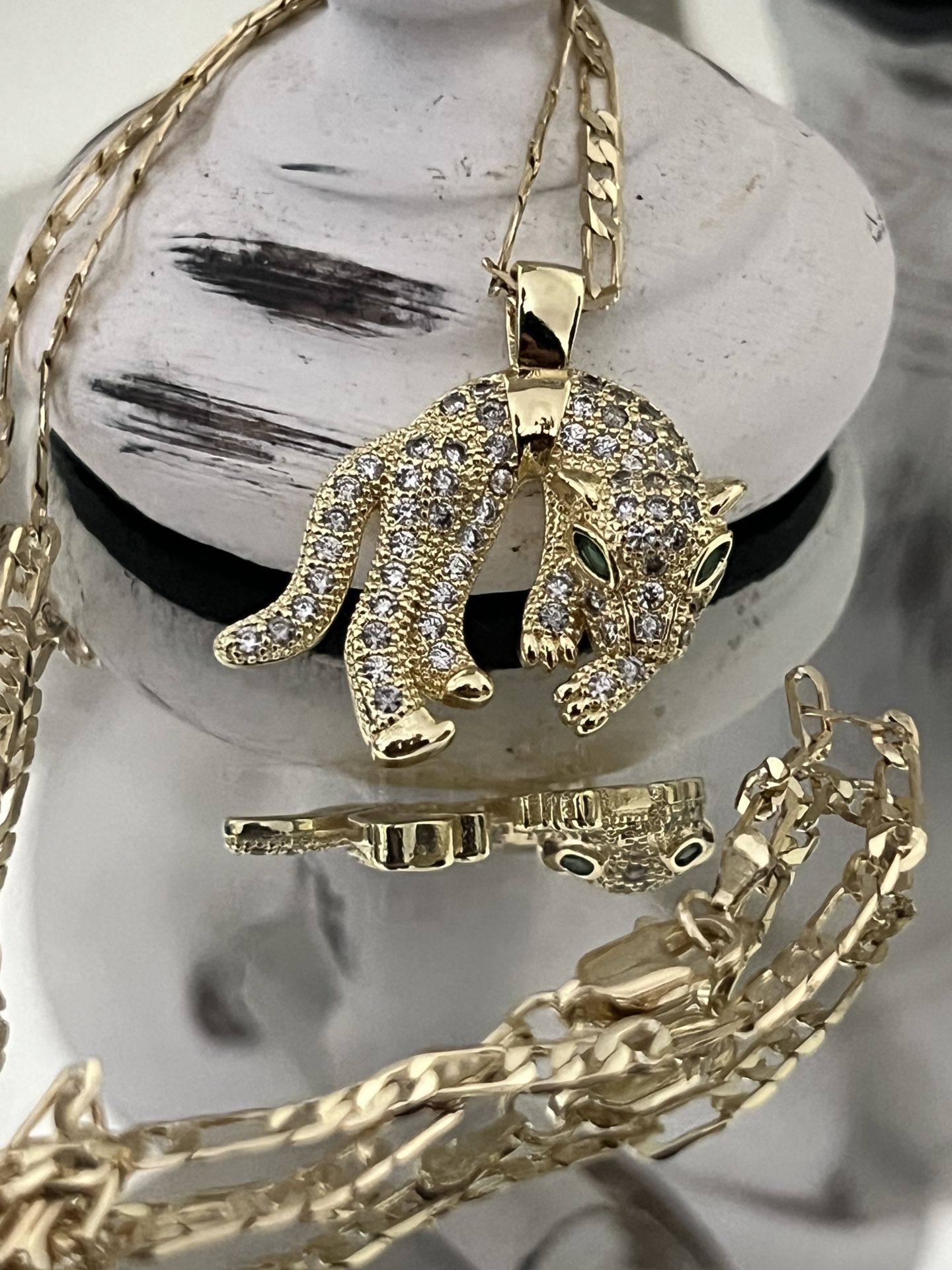 Panther Pendant With Chain Necklace 22” 2mm