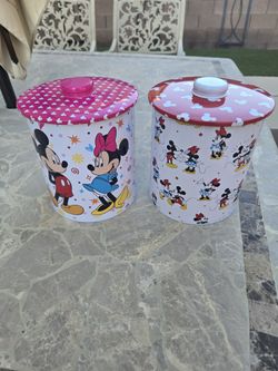 Disney Mickey and Minnie Mouse Tin Round Canister,