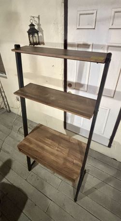 Stationary Industrial Ladder Desk w/Shelves + FREE Rolling Chair