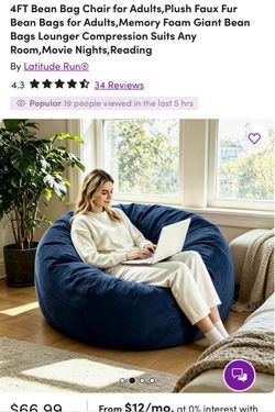 Large dark blue velvet feel beanbag FREE