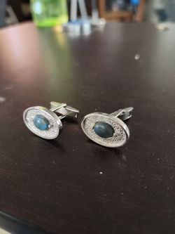 vintage silver tone mens metal cuff links
