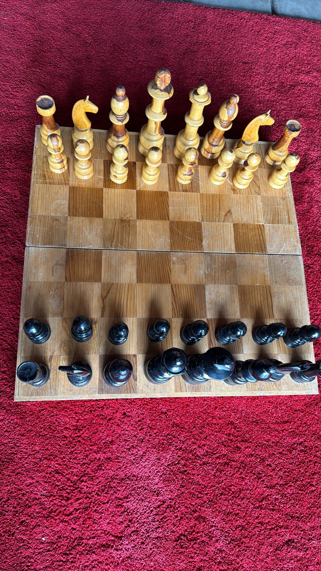 Chess Set Hand Carved Woodcraft