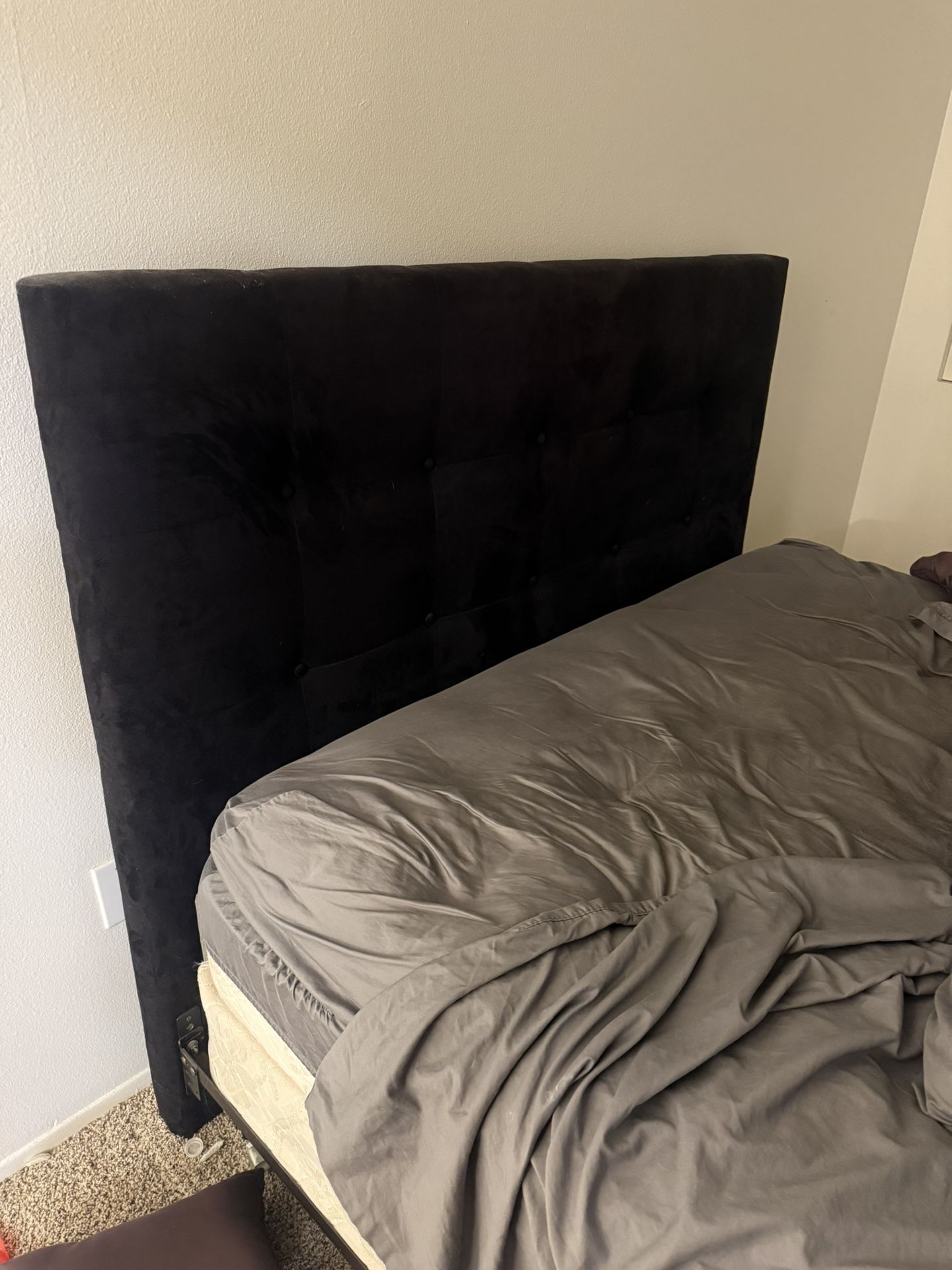 Black Suede Queen Bed Frame And Mattress