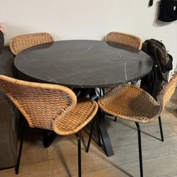 IKEA Table With 4 Wicker Chairs