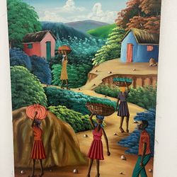Original Haitian Oil Painting With Vibrant Colors. This Piece Is Signed By The Artist.