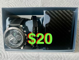 Men’s Watch, Bracelet, and Money Clip Gift Set