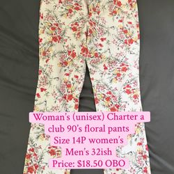 Women’s (unisex) Charter Club Women’s 80’s-90’s Floral Pants 14P