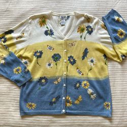vintage teddi floral & stripes cardigan / sz PL