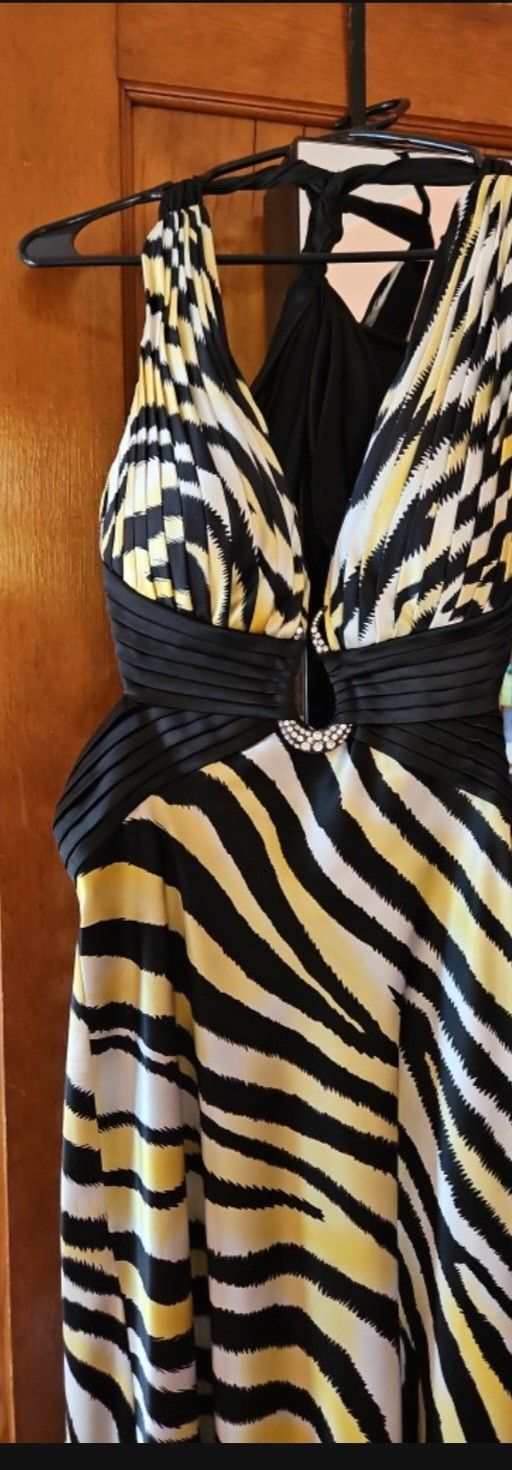 Yellow & Black Zebra Prom/Evening Gown-Size 4