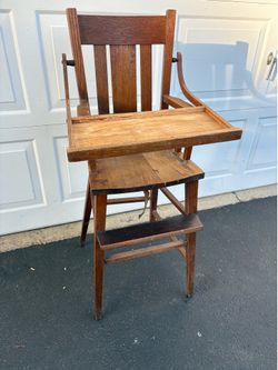 Antique Oak Mission style Baby Highchair