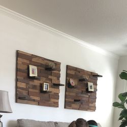 Wood Wall Panel With Shelves 