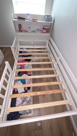 Kids twin bed with LED,  charger  and storage drawers