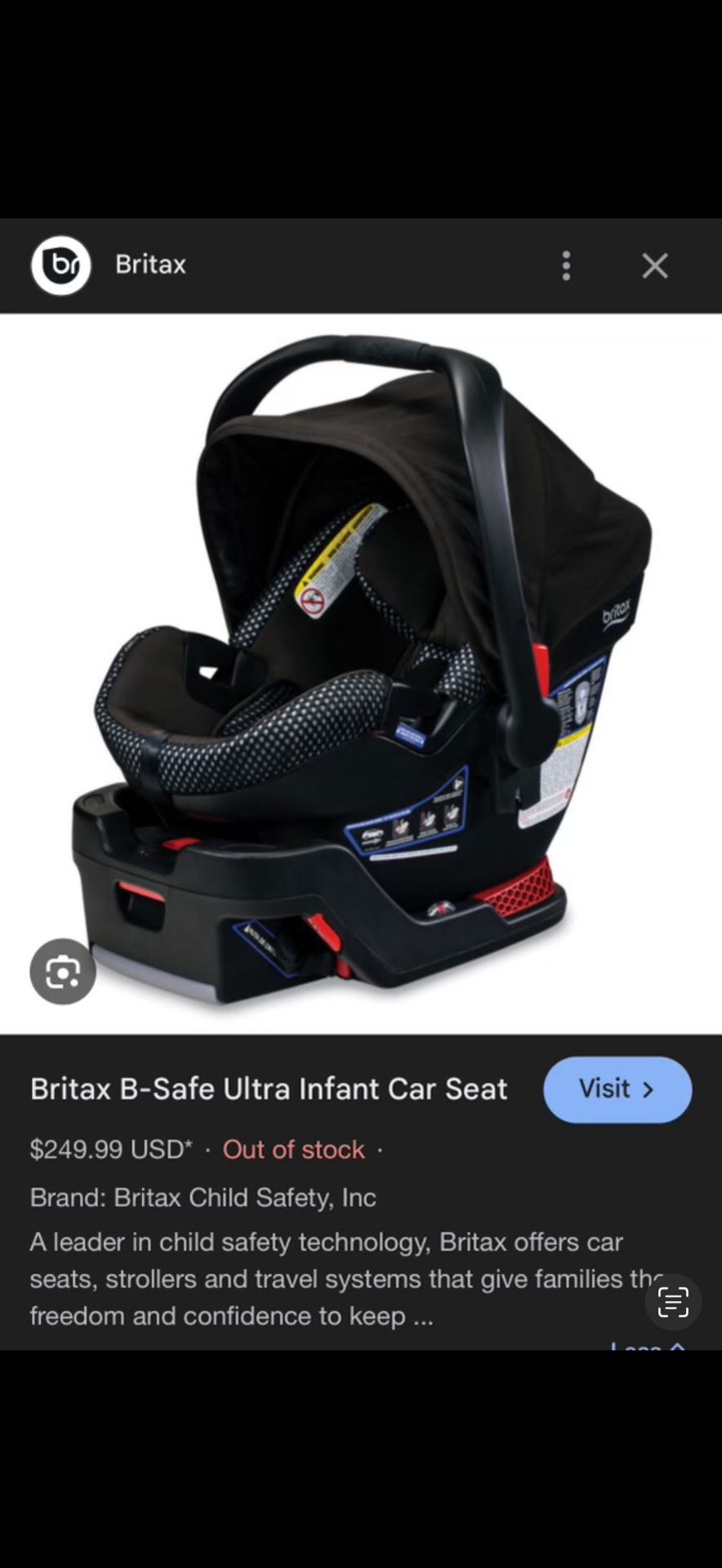 Car Seat- Britax B-safe Ultra Infant