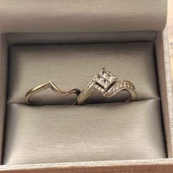 1/2 CT Natural Diamond Engagement Ring Set