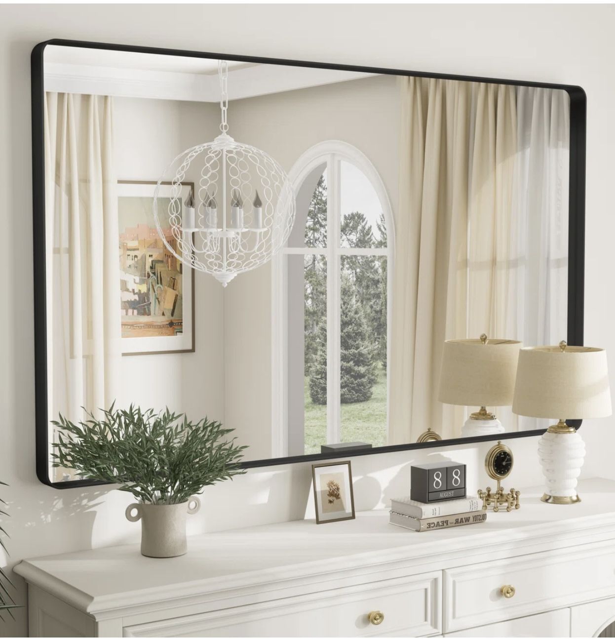 Aevar Tempered Glass Framed French Cleat Mounted Wall Mirror