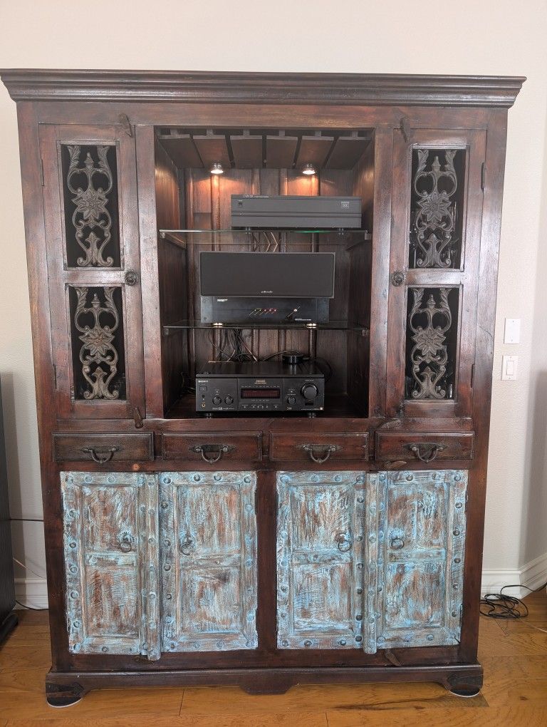 Rustic Bar / Armoire / Hutch Rosewood