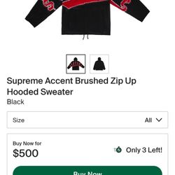 Supreme Brushed Zipped Up Sweater Sz Small