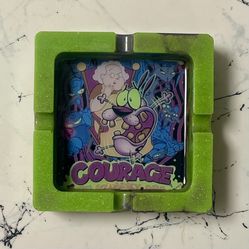 Lime Green & Purple Courage The Cowardly Dog Ashtray - Nostalgic Cartoon Art