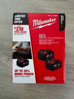 Milwaukee M18 18-Volt Lithium-Ion XC Extended Capacity 5.0 Ah Battery Pack (2-Pack)