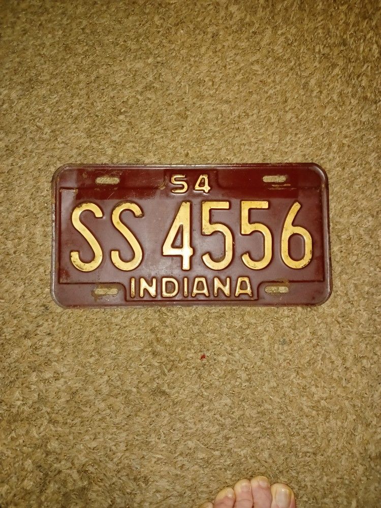 1954 INDIANA LICENSE PLATE 