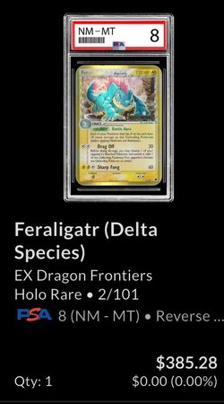 Feraligatr EX dragon frontiers reverse holo psa 8