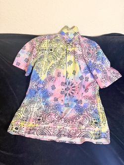 Fashion Nova Multi-Color Paisley Short Sleeve Woven Top