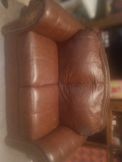 Brown Leather Couch 