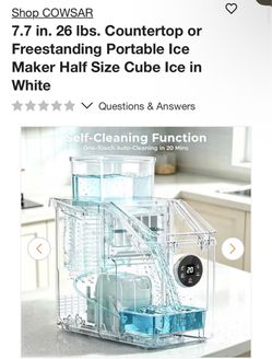 Shop COWSAR 7.7 in. 26 lbs. Countertop or Freestanding Portable Ice Maker Half Size Cube Ice in White