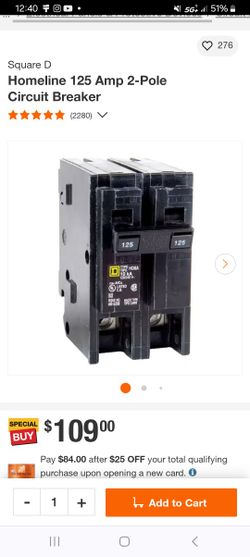 Homeline 125 Amp 2-Pole Circuit Breaker