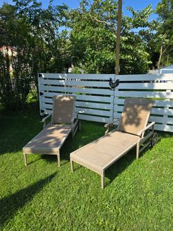 Aluminum Patio Chaise Lounge Chairs with Wheels – Set of 2