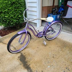 24 Inch Purple Beach Cruiser Bike