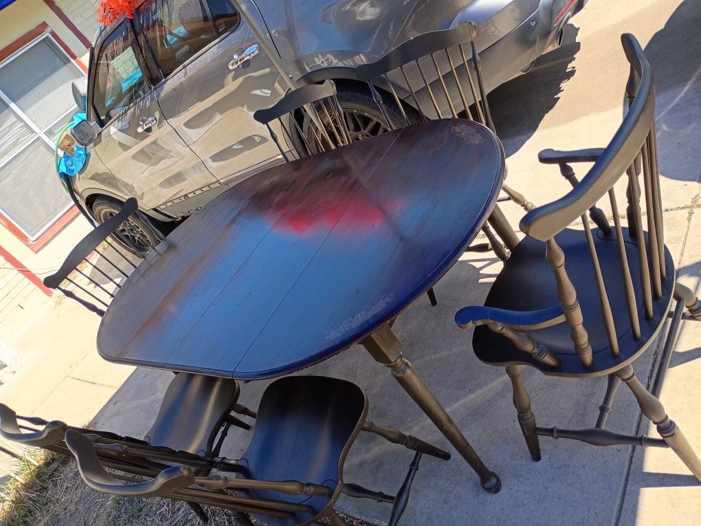 Antique Table 6 Chairs