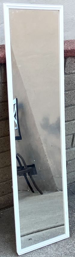50 Inch Tall Back Door Mirror White Framed AS IS