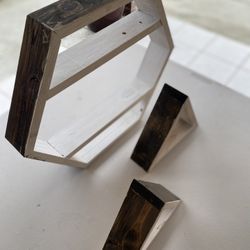Rustic Country Style Hexagonal Shelves Wall Decor