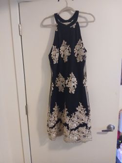 Black and white gold lace dress
