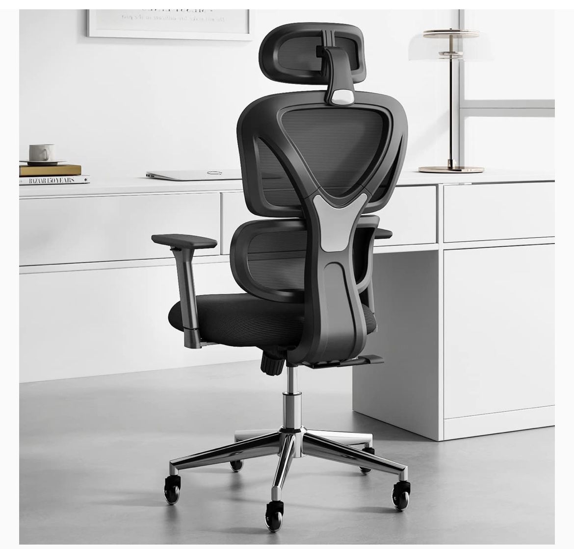 KERDOM Ergonomic Office Chair, Home Desk Chair, Comfy Breathable Mesh Task Chair, High Back Thick Cushion Computer Chair with Headrest and 3D Armrests