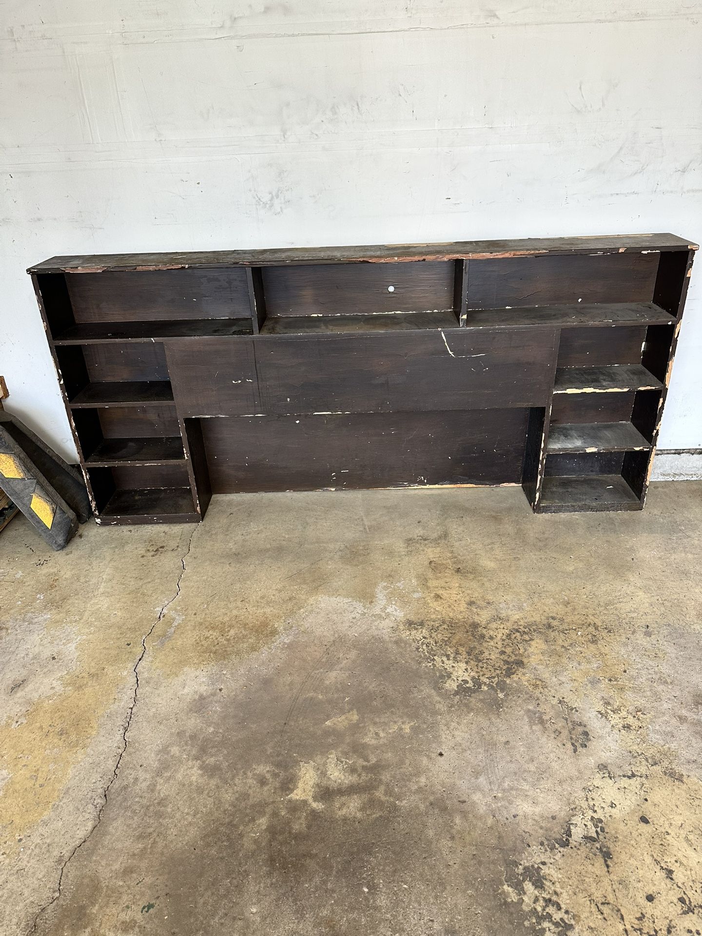 Solid wood headboard with shelves
