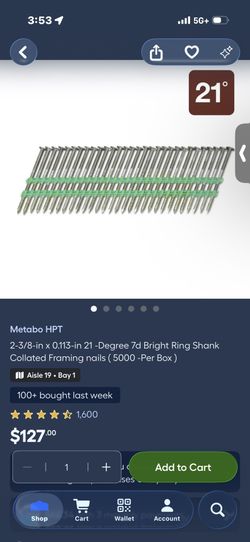 Metabot round head strip nails 21 angle 1 box metabo !s