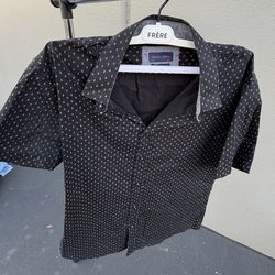 Gentlemen's Outfitters Black White Geometric Button-Up Shirt XL Short Sleeve