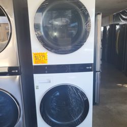 Stackable LG Front Load White Washer 4.5 CU. FT. Gas Dryer 7.4 CU. FT.