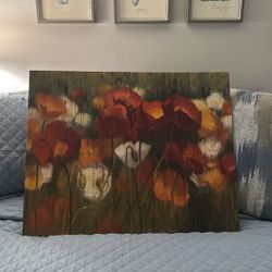 Flower Art  Work On Wood