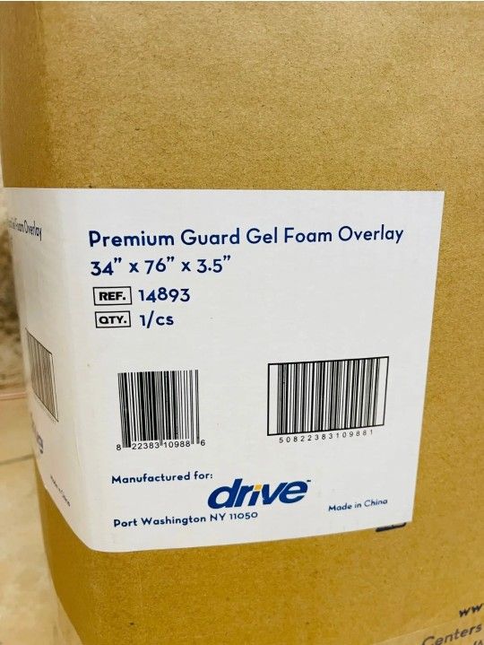 DRIVE Medical 14893 Premium Guard 3.5" Gel Foam Mattress Overlay - Twin Hospital Bed