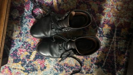 Black Leather Lace-Up Ankle Boots