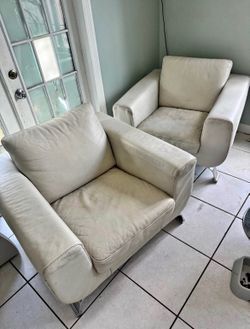 Off-white leather couches