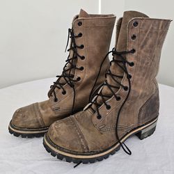 Durango Boots Brown Leather Steel Toe Woman Size 9M Thick Sole Work or Riding