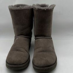 UGG Boots Womens 9 Bailey Bow II Shearling Gray Pull On Ankle Top 